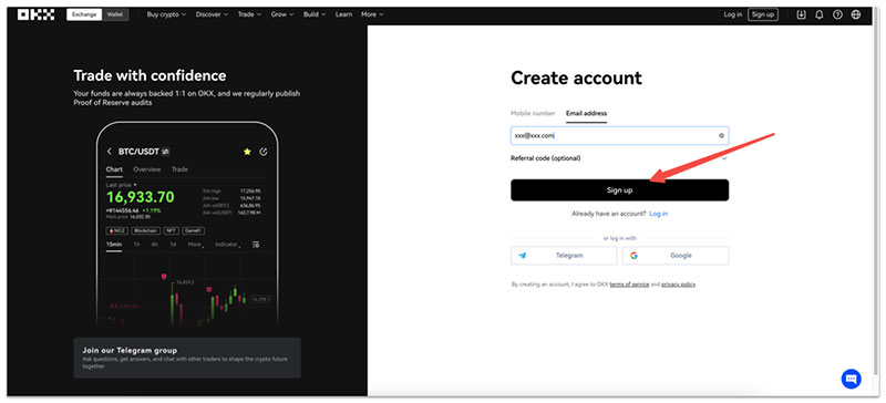 OKX account registration