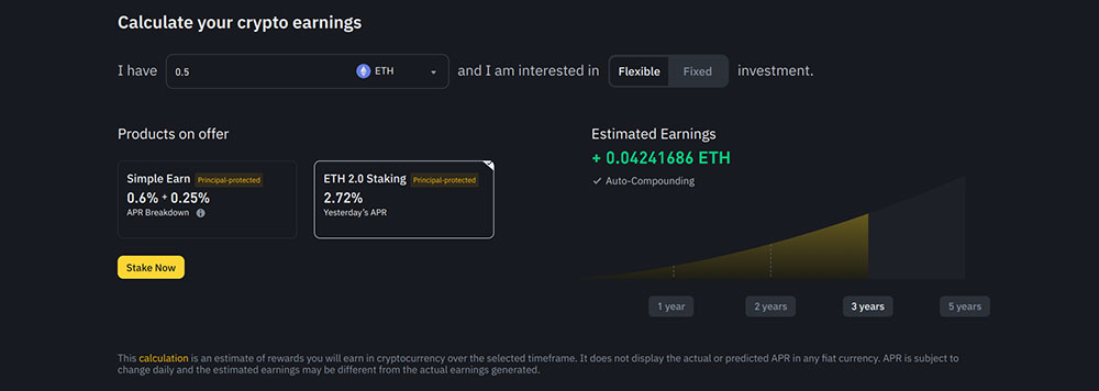 Binance Earn page