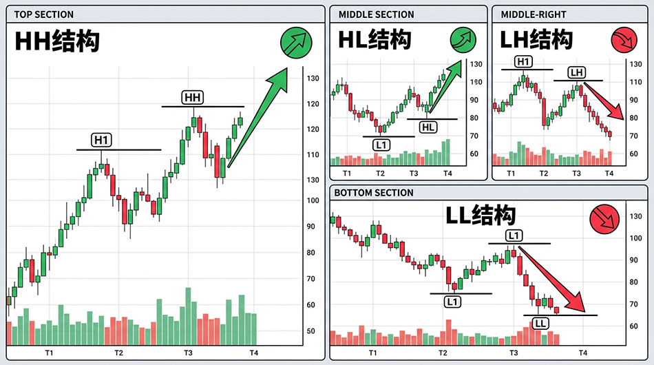 Cryptocurrency HH-HL-LH-LL Diagram