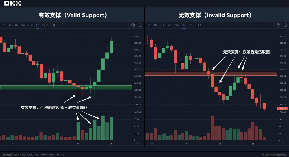 OKX: Comparison of valid support vs. invalid support