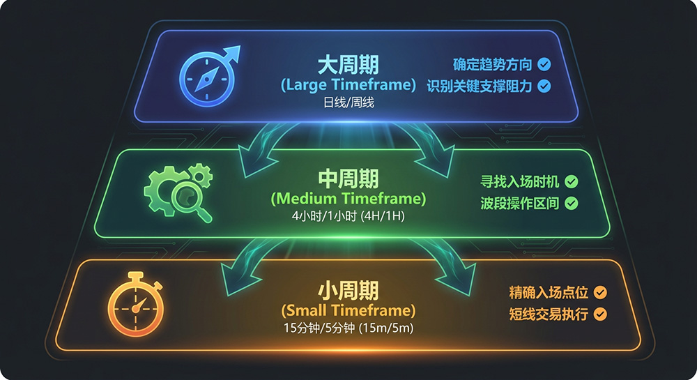 Larger Timeframe, Medium Timeframe, Smaller Timeframe