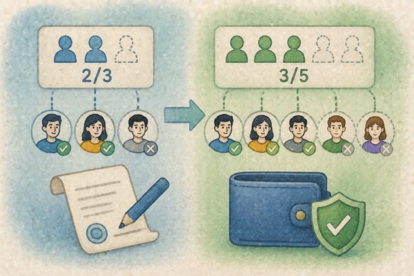 Can Old Transactions Be Signed After Changing a Multisig Threshold from 2/3 to 3/5?
