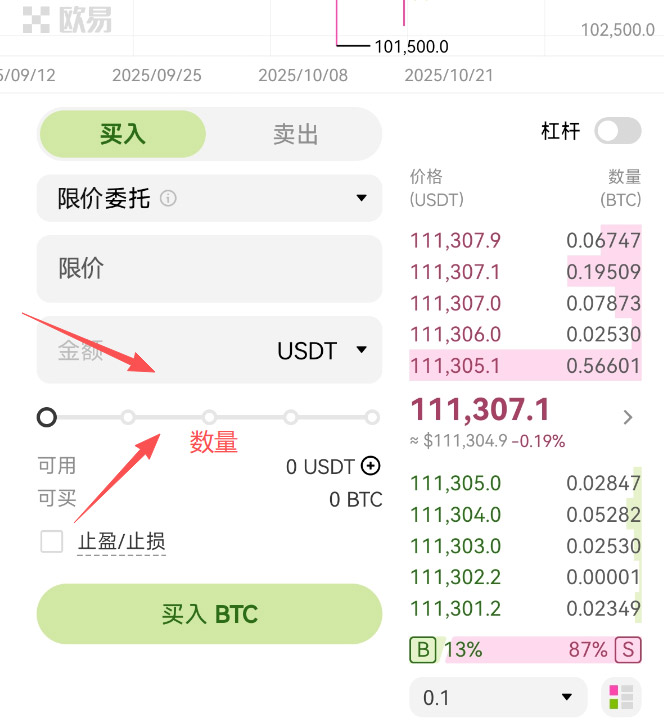 OKX limit order details