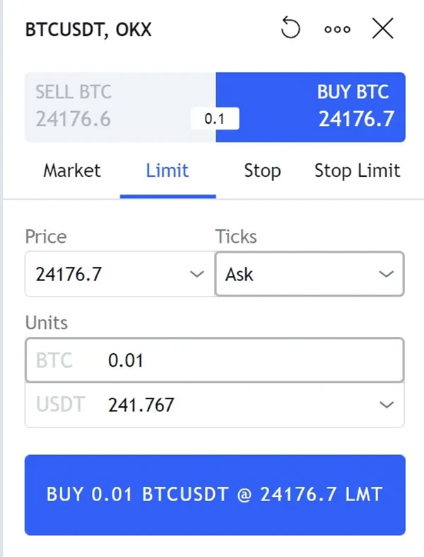 Place orders directly on OKX from TradingView
